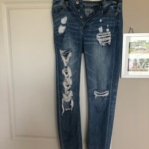 Distressed mom jeans